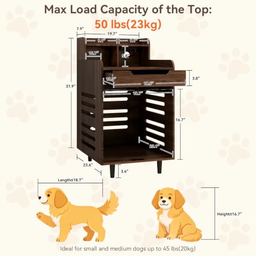 YUSING Dog Crate Furniture with Charging Station, Flip-Up Acrylic Door, view 3