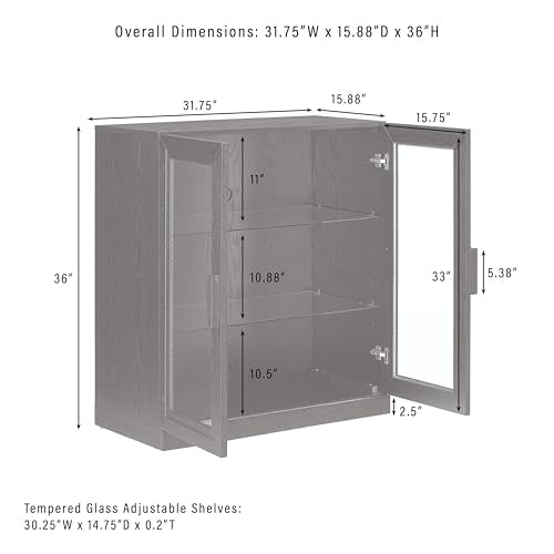 Essen Stackable Glass Door Kitchen Pantry Storage Cabinet, Accent Cabinets for Entryway, Black