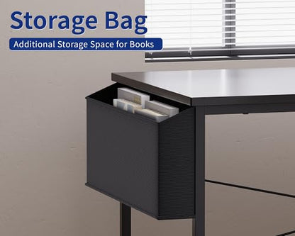 47 Inch Reversible L Shaped Gaming Desk Corner Computer Desk with Storage Bag Home Office Table for Writing Study Pink