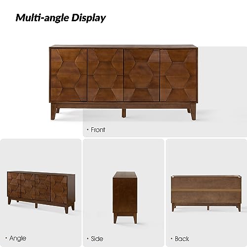 Mid Century Sideboard Buffet Cabinet with Solid Wood Legs, view 7