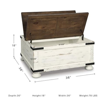 Distressed white farmhouse lift top coffee table with storage, view 4