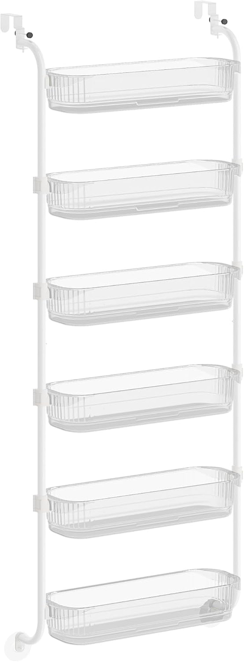 over the Door Pantry Organizer, 6-Tier Kitchen Pantry Door Organizer with Adjustable Tall Baskets, Hanging Spice Rack, for Bedroom Bathroom Laundry Room, Transparent UKCS046WG01