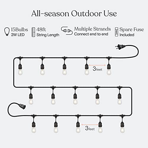 Ambience Pro, Waterproof LED Outdoor String Lights, 15 Hanging, view 4