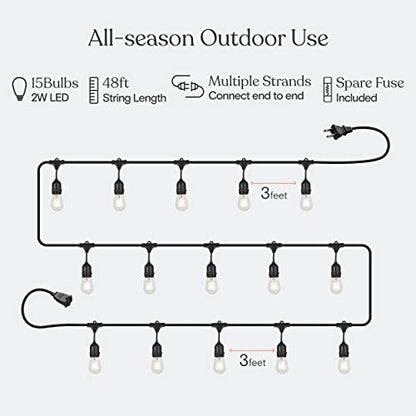 Ambience Pro, Waterproof LED Outdoor String Lights, 15 Hanging, view 4