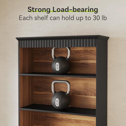 72" Tall Black Bookcase with 2 Drawers, view 7