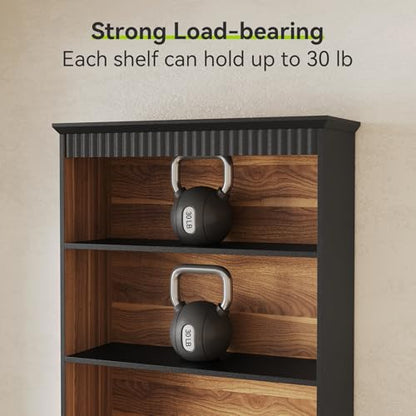 72" Tall Black Bookcase with 2 Drawers, view 7