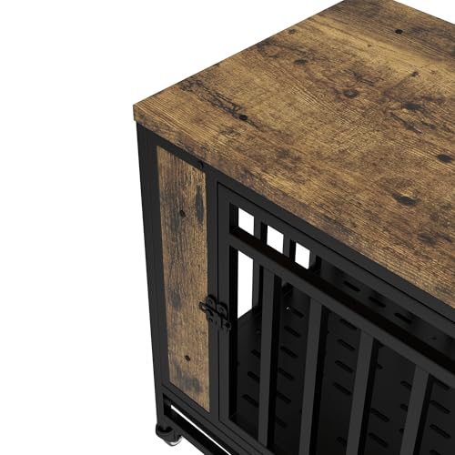 Farmhouse Dog Crate Furniture, 32.5 Inch Wooden Dog Kennel with Removable Tray, view 4