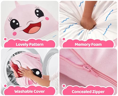 Bean Bag Chair Floor Bean Bag for Kids Playroom Living Room Pink | Cute Animal bean bag chair Floor Cushion Mat Seating Washable Removable Cover Dolphin Reading Gaming Chair Bedroom Classroom