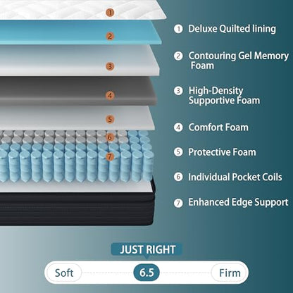King Size Mattress 14 Inch, Cooling Pain Relief Hybrid Mattresses, view 4
