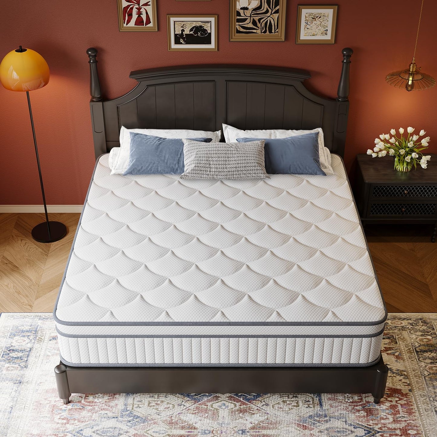 Full Size Mattress, 12 Inch Full Mattress in a Box, Innerspring Hybrid with Cooling Gel Memory Foam and Individually Wrapped Coils for Pressure Relief & Superior Support, Medium Firm