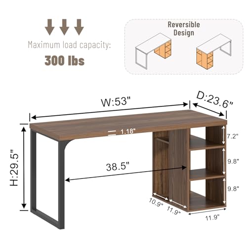 Home Office Desk with Storage, Modern Computer Desk with Reversible Shelves, view 3