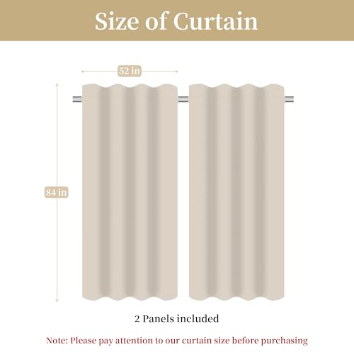 Damask Patchwork Curtains for Bedroom, Beige Yellow Lined Jacquard Curtains 2 Panels with Tiebacks, Window Curtain for Living Room Banquet Halloween Decor, Rod Pocket(52”x 84”, 2 Panels)