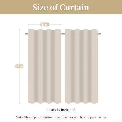 Damask Patchwork Curtains for Bedroom, Beige Yellow Lined Jacquard Curtains 2 Panels with Tiebacks, Window Curtain for Living Room Banquet Halloween Decor, Rod Pocket(52”x 84”, 2 Panels)