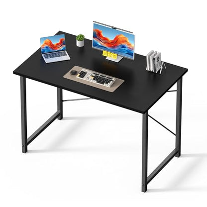 44 Inch Computer Office Desk for Small Spaces, Writing Gaming Work Desk Modern Study Table with Metal Frame Home Bedroom, Black