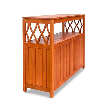 Outdoor Living Longs Peak Eucalyptus Wood Sideboard Table, Outdoor Buffet Cabinet with Storage, Natural Oil Weather-Resistant Finish