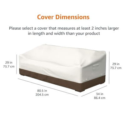3-Seater Outdoor Patio Furniture Couch Sofa Cover, Waterproof, Anti-UV, Wind Resistant Furniture Protector, Beige/Tan