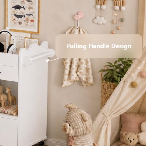 Baby Changing Table, 2 Drawers Nursery Changing Station with 4 Open Cubbies, view 8