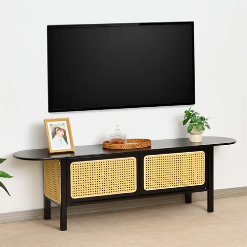 Bamboo TV Stand for TVs up to 65", Accent Entertainment Center with Storage, view 2