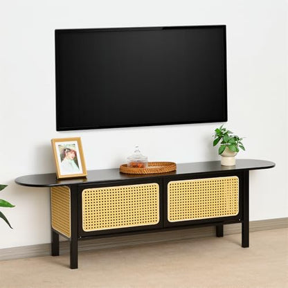 Bamboo TV Stand for TVs up to 65", Accent Entertainment Center with Storage, view 2