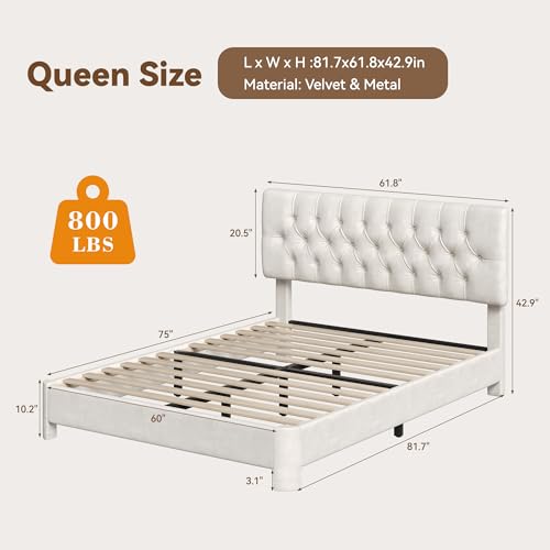 Queen Size Bed Frame with Headboard, view 3