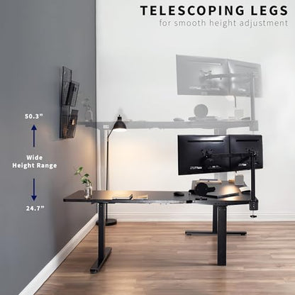 VIVO Electric Height Adjustable 83 x 60 inch Corner Stand Up Desk, 2 White Solid Table Tops, White Frame, Memory Controller, L-Shaped Workstation, 3E Series, DESK-KIT-3E8W