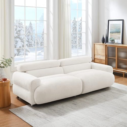 90" Oversized Loveseat Sofa, Cloud Deep Seat Boucle Couch, 3 Seater Comfy Couch for Living Room,Modern Extra Large 2 Seater Tufted Upholstered Sofa for Small Spaces, White | 90" Oversized