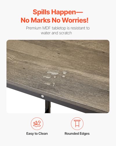 Bar Table, Sturdy Metal Frame High Top Pub Table, Small Kitchen Dining, Cocktail Coffee Counter Bar Height Desk, Easy to Assemble, 24x24x36 in, for Living Room Party, Rustic Brown and Black