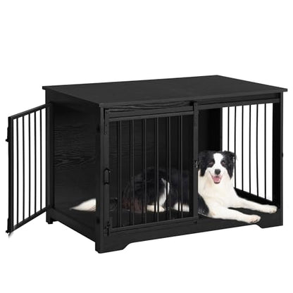 39.3" L Dog Crate Furniture Indoor Dog Kennel with Barn Door, view 2