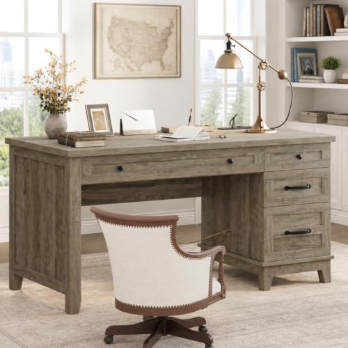 Executive Home Office Desk, Adjustable File Drawer Office Desk, view 2