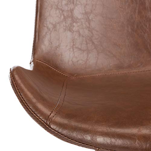 Safavieh Home Terra Mid-Century Modern Medium Brown Faux Leather and Black Dining Chair, Set of 2