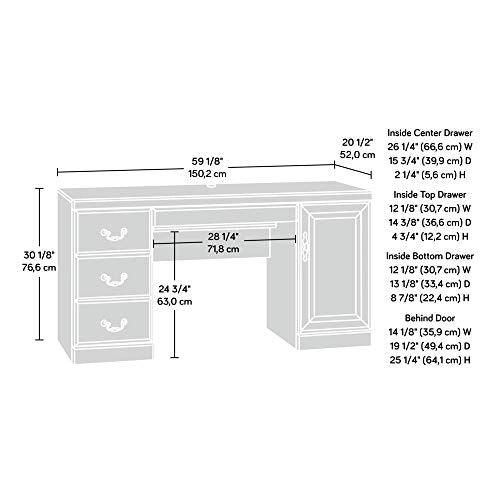 404944 Heritage Hill Computer Credenza, Classic Cherry Finish, L: 59.13" x W: 20.47" x H: 30.16"