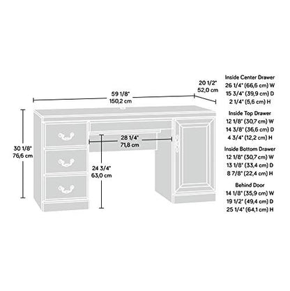 404944 Heritage Hill Computer Credenza, Classic Cherry Finish, L: 59.13" x W: 20.47" x H: 30.16"