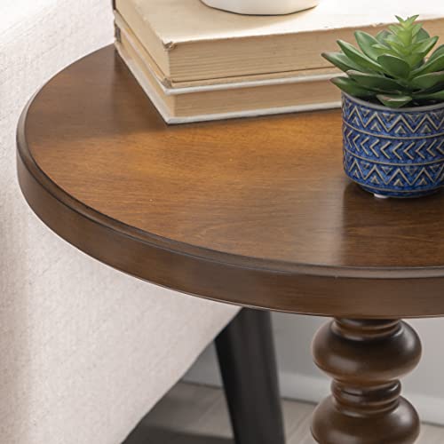 Powell Tarkin Round Hazelnut Turned Spindle Pedestal Side Accent Table