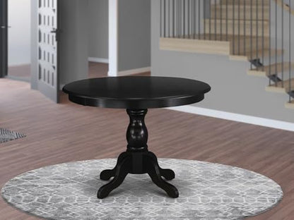 HBT-ABK-TP Hartland Kitchen Table - a Round Dining Table Top with Pedestal Base, 42x42 Inch, Wirebrushed Black