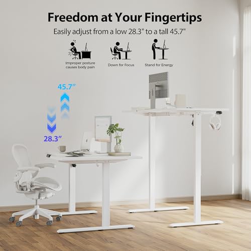55 x 32 Inch Corner L Shaped Electric Standing Desk, White, view 7