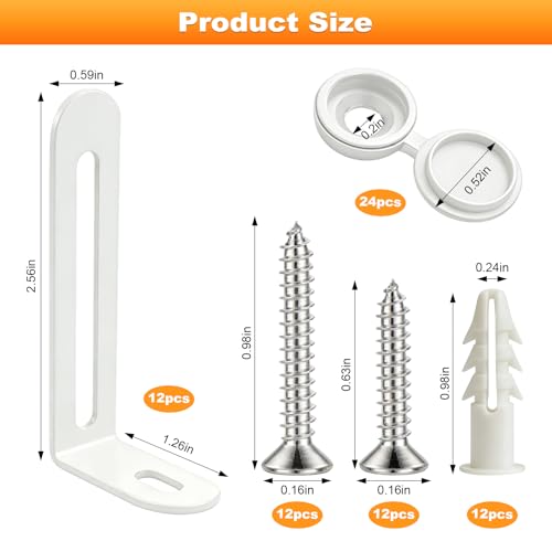 12 Pack Furniture Anchors for Baby Proofing, Anti Tip Furniture Anchors Kit(450lb), Furniture Wall Anchor for Dresser, Cabinet & Bookcase, Earthquake, Baby & Pet Safety in Nursery, Living Room (White)