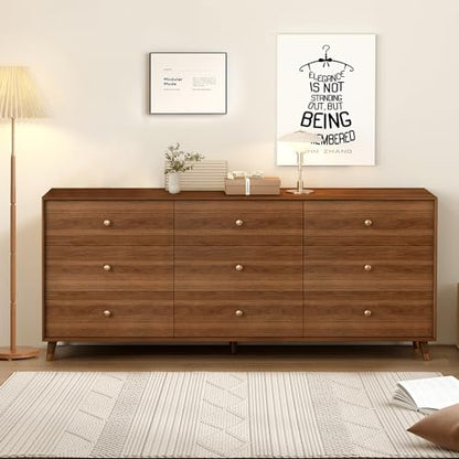 Dresser for Bedroom, 63 Inch 6 Drawer Wooden Chest of Drawers, view 8