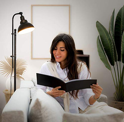 Dylan Industrial Floor Lamp for Living Rooms & Offices, Bright LED Light – Charming Farmhouse Standing Lamp, Adjustable Head Reading for Bedroom, Stunning Living Room Decor