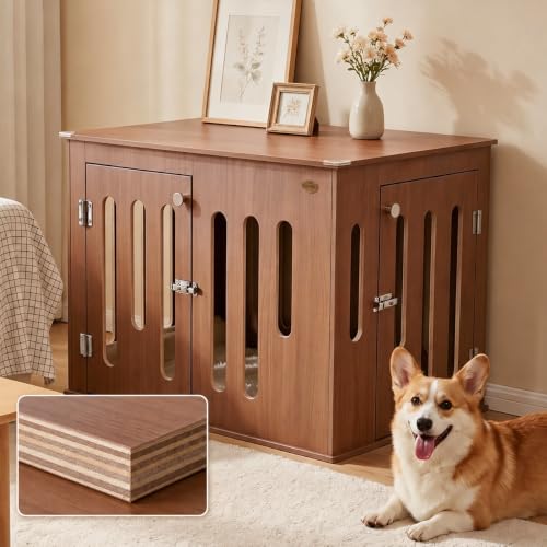 32 Inch Dog Crate Furniture for Medium Small Dogs with 2 Quick-Release Doors, view 2