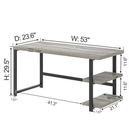 Computer Desk, Modern Home Office Desk with Shelves, view 3