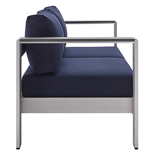 Shore Aluminum 3 Piece Outdoor Patio Furniture Set | Sturdy Anodized Frames | Sunbrella Cushions | Coffee Table, Loveseat, Sofa