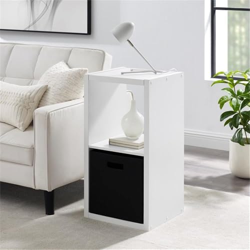 Riverbay Furniture Two Cubby Wood Storage Cabinet, White Finish, 30 in x 14.6 in x 16 in, Particleboard and Veneer, Horizontal or Vertical Use, Compact Design, Home or Office Storage Solution