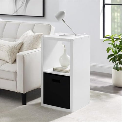 Riverbay Furniture Two Cubby Wood Storage Cabinet, White Finish, 30 in x 14.6 in x 16 in, Particleboard and Veneer, Horizontal or Vertical Use, Compact Design, Home or Office Storage Solution