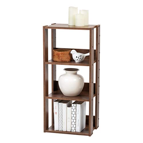 3-Tier 16" Medium Open Wooden Bookshelf with Adjustable Shelves, Easy Assembly Bookcase Farmhouse Shelf for Small Spaces Bedroom Office Living Room Indoor, Brown