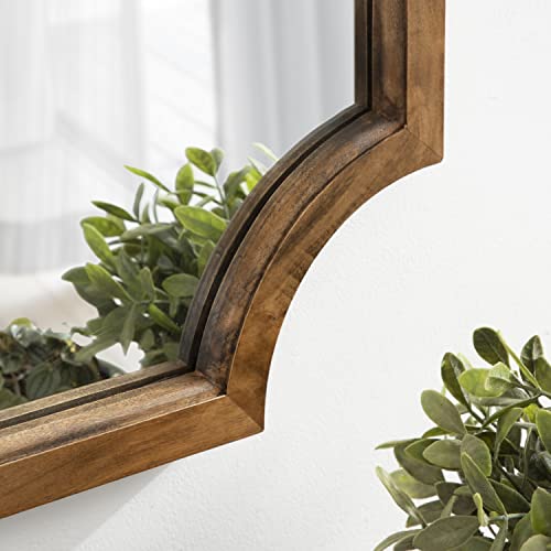 Hogan Scalloped Square Mirror; 24 x 24; Rustic Brown; Decorative Modern Farmhouse Wall Mirror for Display with Unique Shape and Large Size