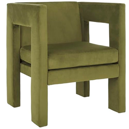 SAFAVIEH Home Collection Vidar Modern Olive Green Velvet Accent Chair