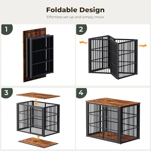 48" Foldable Dog Crate Furniture, view 3