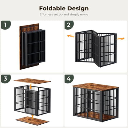 48" Foldable Dog Crate Furniture, view 3