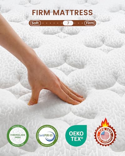 Queen Mattress 14 Inch - Firm Hybrid Mattress with Orthopedic Spinal Support for Back Pain - 2.0mm Advanced Pocket Spring and Motion Isolation Technology, CertiPUR-US Certified