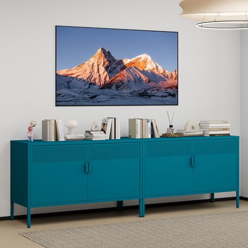 Metal Storage Cabinet with 2 Doors & Adjustable Shelves, Blue, view 5